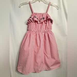 GIRLS SIZE 10 GYMBOREE RED WHITE STRIPED EMBROIDERED STARS LINED DRESS